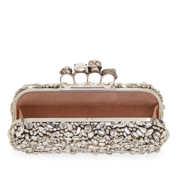 Alexander McQueen Swarovski Crystal Skull Four-Ring Box Clutch - Picture 15 of 17
